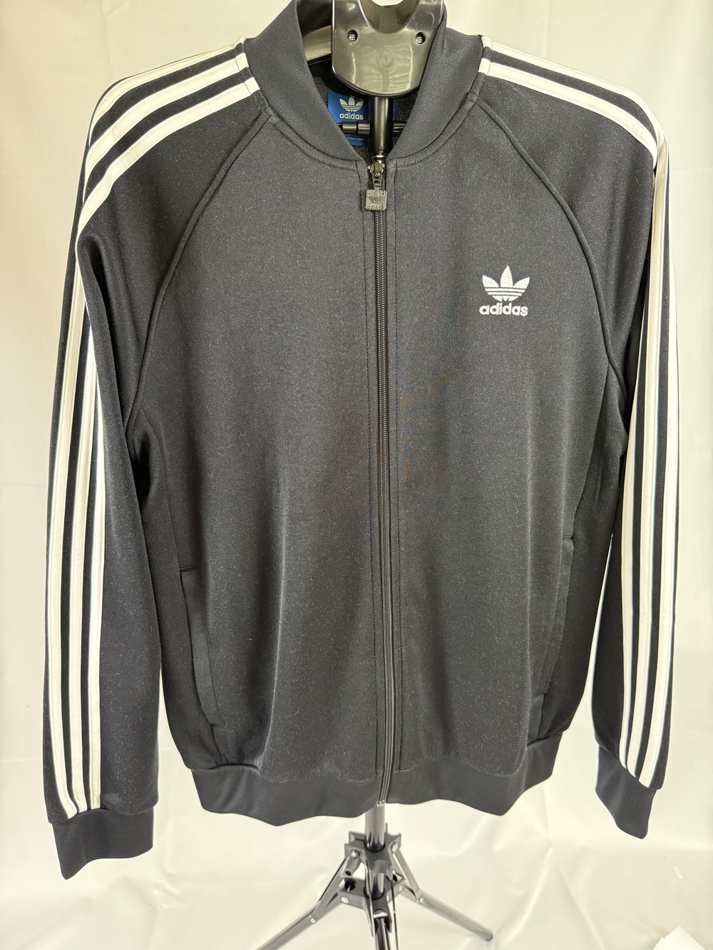 Adidas Originals Men’s Black 3-Stripes Trefoil Track Jacket Full Zip size L